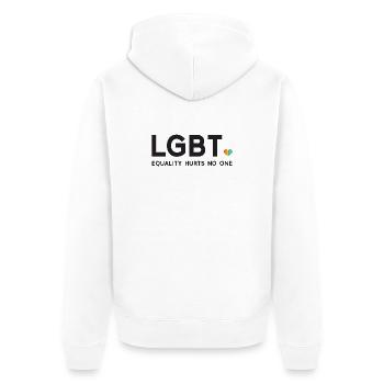 Mois de la fierté - L’égalité ne fait de mal à personne - Veste à capuche bio Premium Unisexe - blanc - Dos - Thijin (182cm)