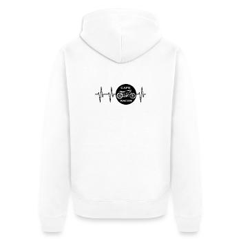 cafe racer symbol puls Motorrad Biker Caferacer - Unisex Premium Bio Zip Hoodie - Weiß - Hinten - Thijin (182cm)
