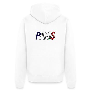 Silhouette parisienne avec jeu de couleurs de la tour Eiffel - Veste à capuche bio Premium Unisexe - blanc - Dos - Thijin (182cm)
