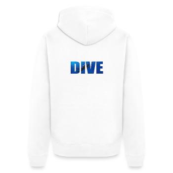 Texte de plongée avec plongeur dans l’océan - Veste à capuche bio Premium Unisexe - blanc - Dos - Thijin (182cm)