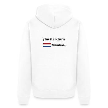 Amsterdam, Pays-Bas - Imprimés élégants - Veste à capuche bio Premium Unisexe - blanc - Dos - Thijin (182cm)