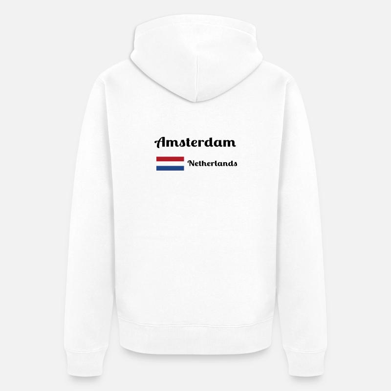 Amsterdam, Pays-Bas - Imprimés élégants - Veste à capuche bio Premium Unisexe - blanc