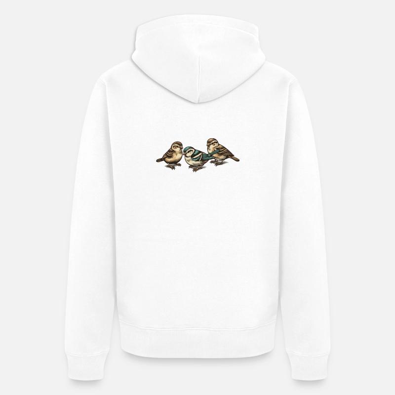 Trois petits oiseaux - Veste à capuche bio Premium Unisexe - blanc