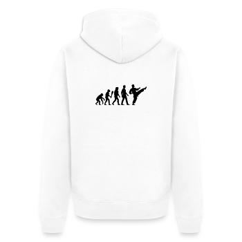 Karate Evolution - Unisex Premium Bio Zip Hoodie - Weiß - Hinten - Thijin (182cm)