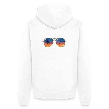 Sunglasses Sunset Palm  - Unisex Premium Organic Zip Hoodie - white - Back - Thijin (182cm)
