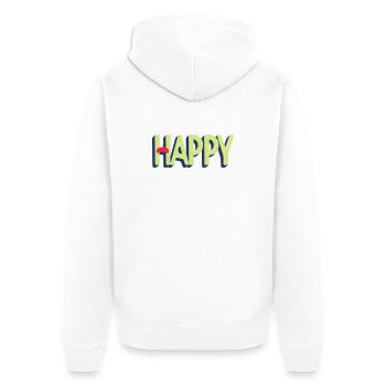 Happy Text Design - Unisex Premium Organic Zip Hoodie - white - Back - Thijin (182cm)
