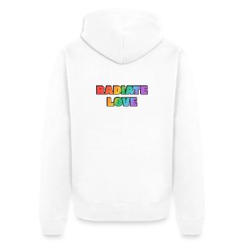 Strahlen Sie Liebe Regenbogen aus - Unisex Premium Bio Zip Hoodie - Weiß - Hinten - Thijin (182cm)