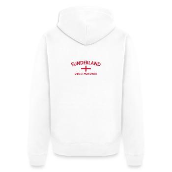 Sunderland Flag Motto Crest - Unisex Premium Organic Zip Hoodie - white - Back - Thijin (182cm)