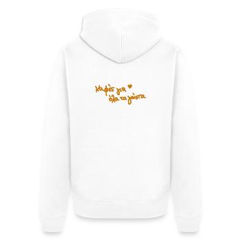 griechescher Kaffee Griechenland  - Unisex Premium Bio Zip Hoodie - Weiß - Hinten - Thijin (182cm)