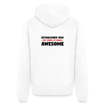 Fondé en 1936 90 ans d’anniversaire génial - Veste à capuche bio Premium Unisexe - blanc - Dos - Thijin (182cm)