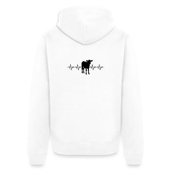 Bauer Kalb EKG Herzschlag - Unisex Premium Bio Zip Hoodie - Weiß - Hinten - Thijin (182cm)