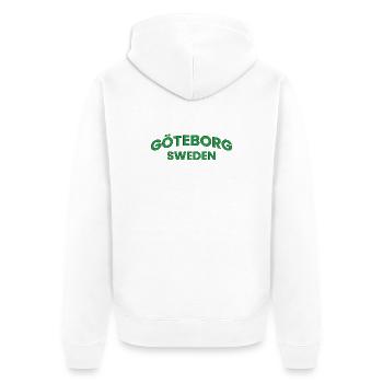 Göteborg, Schweden im grünen Kurventext - Unisex Premium Bio Zip Hoodie - Weiß - Hinten - Thijin (182cm)