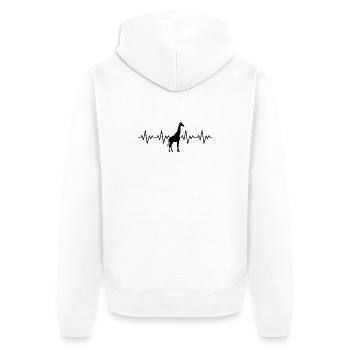 Giraffe EKG Herzschlag - Unisex Premium Bio Zip Hoodie - Weiß - Hinten - Thijin (182cm)