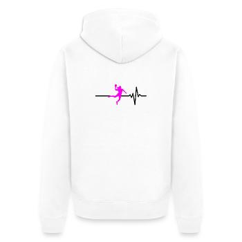 HANDBALLERIN HERZSCHLAG PINK HANDBALL ADRENALIN - Unisex Premium Bio Zip Hoodie - Weiß - Hinten - Thijin (182cm)