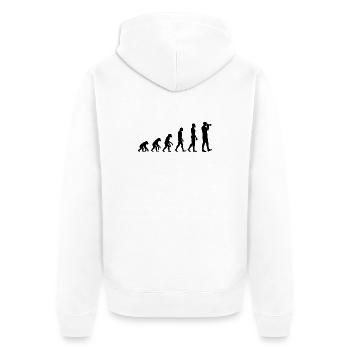EVOLUTION: BORN TO FOTO! PHOTOGRAPHY IS A PASSION - Unisex Premium Organic Zip Hoodie - white - Back - Thijin (182cm)