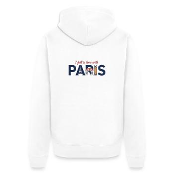 Paris Liebe – Eiffelturm & Baguette Design - Unisex Premium Bio Zip Hoodie - Weiß - Hinten - Thijin (182cm)