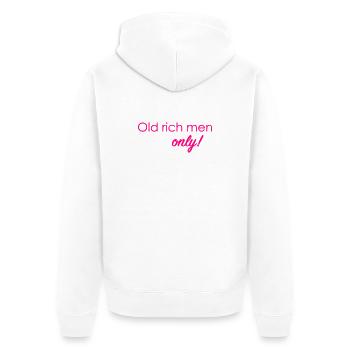 Old rich men only! - Unisex Premium Organic Zip Hoodie - white - Back - Thijin (182cm)