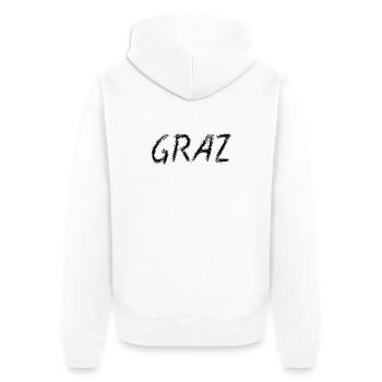 Graz Brush Street Art Noir - Veste à capuche bio Premium Unisexe - blanc - Dos - Thijin (182cm)