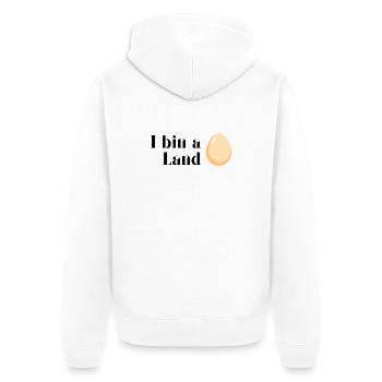 Ich bin ein Landei - Unisex Premium Bio Zip Hoodie - Weiß - Hinten - Thijin (182cm)
