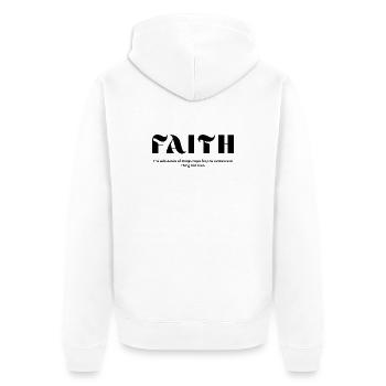 Faith Flame Typografie - Unisex Premium Bio Zip Hoodie - Weiß - Hinten - Thijin (182cm)