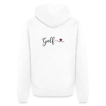 Golf Design mit Herz - Unisex Premium Bio Zip Hoodie - Weiß - Hinten - Thijin (182cm)