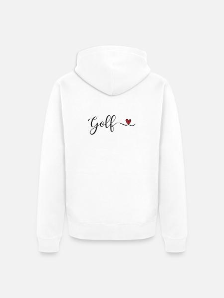 Golf Design mit Herz - Unisex Premium Bio Zip Hoodie - Weiß