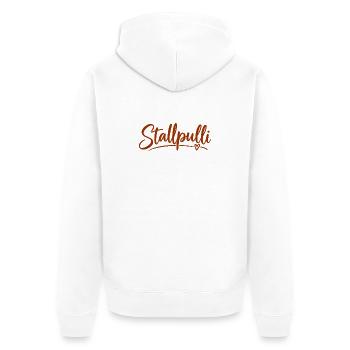 Stallpulli - Pferd - Reiterin - Stall - Pullover - Unisex Premium Bio Zip Hoodie - Weiß - Hinten - Thijin (182cm)