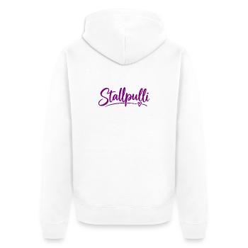 Stallpulli - Pferd - Reiterin - Stall - Pullover - Unisex Premium Bio Zip Hoodie - Weiß - Hinten - Thijin (182cm)