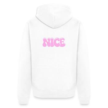 Schöne pastellrosa Bläschen - Unisex Premium Bio Zip Hoodie - Weiß - Hinten - Thijin (182cm)