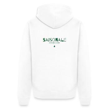 Saisonale Instabilität – Weihnachtsstatement - Unisex Premium Bio Zip Hoodie - Weiß - Hinten - Thijin (182cm)