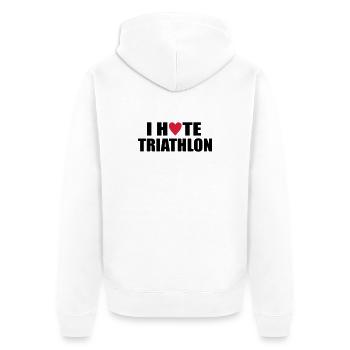 triathlon - Unisex Premium Bio Zip Hoodie - Weiß - Hinten - Thijin (182cm)