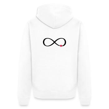 Unendlichkeitszeichen Herz Liebe Geschenk - Unisex Premium Bio Zip Hoodie - Weiß - Hinten - Thijin (182cm)