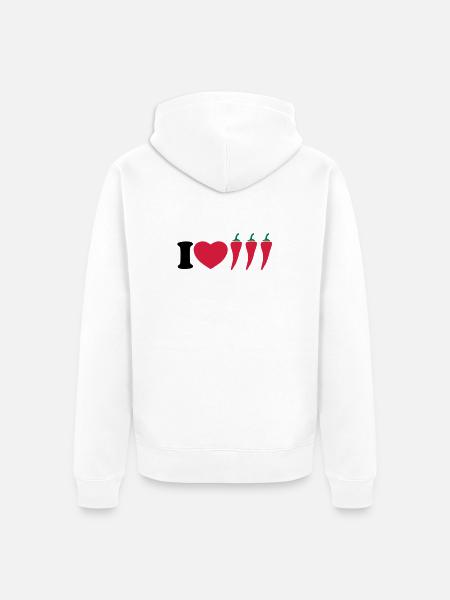 I love chilli - Unisex Premium Organic Zip Hoodie - white