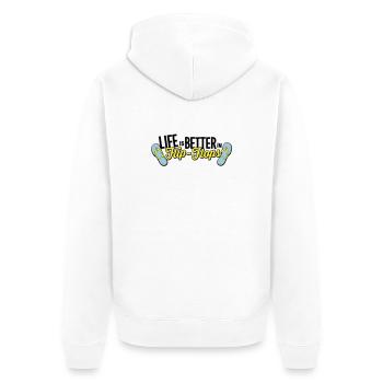 life is better in flop flops - beach summer party - Unisex Premium Organic Zip Hoodie - white - Back - Thijin (182cm)