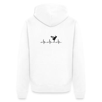 Streetdance Breakdance Heartbeat Frequenz Puls - Unisex Premium Bio Zip Hoodie - Weiß - Hinten - Thijin (182cm)
