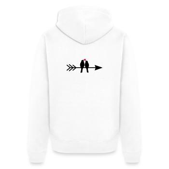 Bird Birds Heart Couple on Arrow Gift Love - Unisex Premium Organic Zip Hoodie - white - Back - Thijin (182cm)