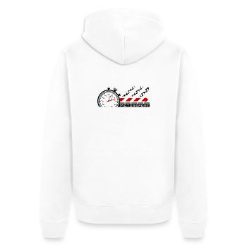 Chronomètre de sport automobile - Veste à capuche bio Premium Unisexe - blanc - Dos - Thijin (182cm)