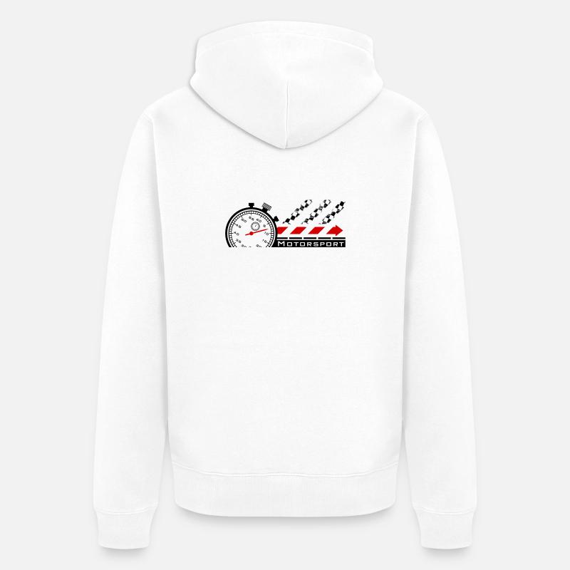 Chronomètre de sport automobile - Veste à capuche bio Premium Unisexe - blanc
