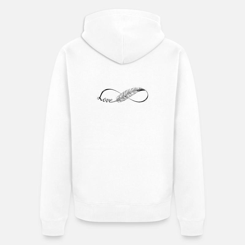 Plumes d'amour Infinity lignes mignonnes - Veste à capuche bio Premium Unisexe - blanc