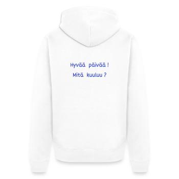 FINNISCHE Begrüßung - Unisex Premium Bio Zip Hoodie - Weiß - Hinten - Thijin (182cm)