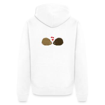 tiermotive valentinstag, Süßes Igelpaar - Unisex Premium Bio Zip Hoodie - Weiß - Hinten - Thijin (182cm)