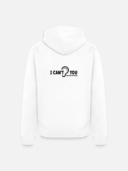 Deaf, hard of hearing, deafness, hearing loss sign - Unisex Premium Organic Zip Hoodie - white