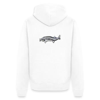 Schwanzmuster von gewühltem Kelfisch - Unisex Premium Bio Zip Hoodie - Weiß - Hinten - Thijin (182cm)