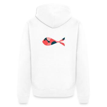 SARDINE. FISCH. APRILSCHERZ. OSTERN. MEER - Unisex Premium Bio Zip Hoodie - Weiß - Hinten - Thijin (182cm)
