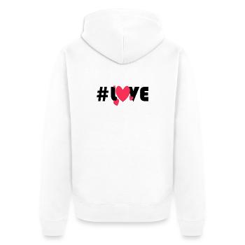 Rote Herzen auf schwarzem Hintergrund - Unisex Premium Bio Zip Hoodie - Weiß - Hinten - Thijin (182cm)