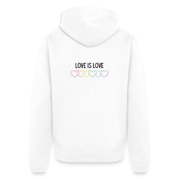 Mois de la fierté LGBT - Love is Love - Veste à capuche bio Premium Unisexe - blanc - Dos - Thijin (182cm)