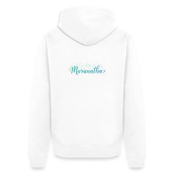 Maranatha - Unisex Premium Bio Zip Hoodie - Weiß - Hinten - Thijin (182cm)