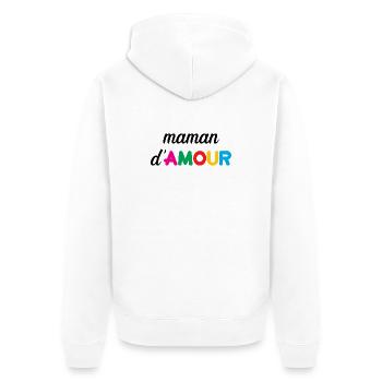 Maman d'Amour - Muttertag - Unisex Premium Bio Zip Hoodie - Weiß - Hinten - Thijin (182cm)