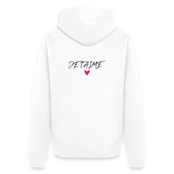 LIEBE. PAAR. GERADE VERHEIRATET. Junggesellinnenabschied. VALENTINSTAG. - Unisex Premium Bio Zip Hoodie - Weiß - Hinten - Thijin (182cm)