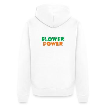 Blumenkind Hippie - Unisex Premium Bio Zip Hoodie - Weiß - Hinten - Thijin (182cm)